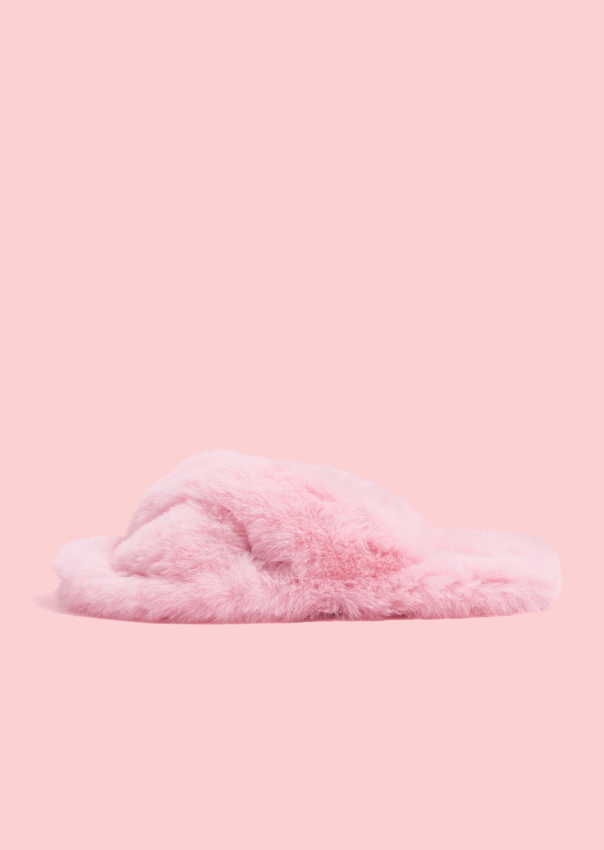 Fur Crossover Slide - Pink