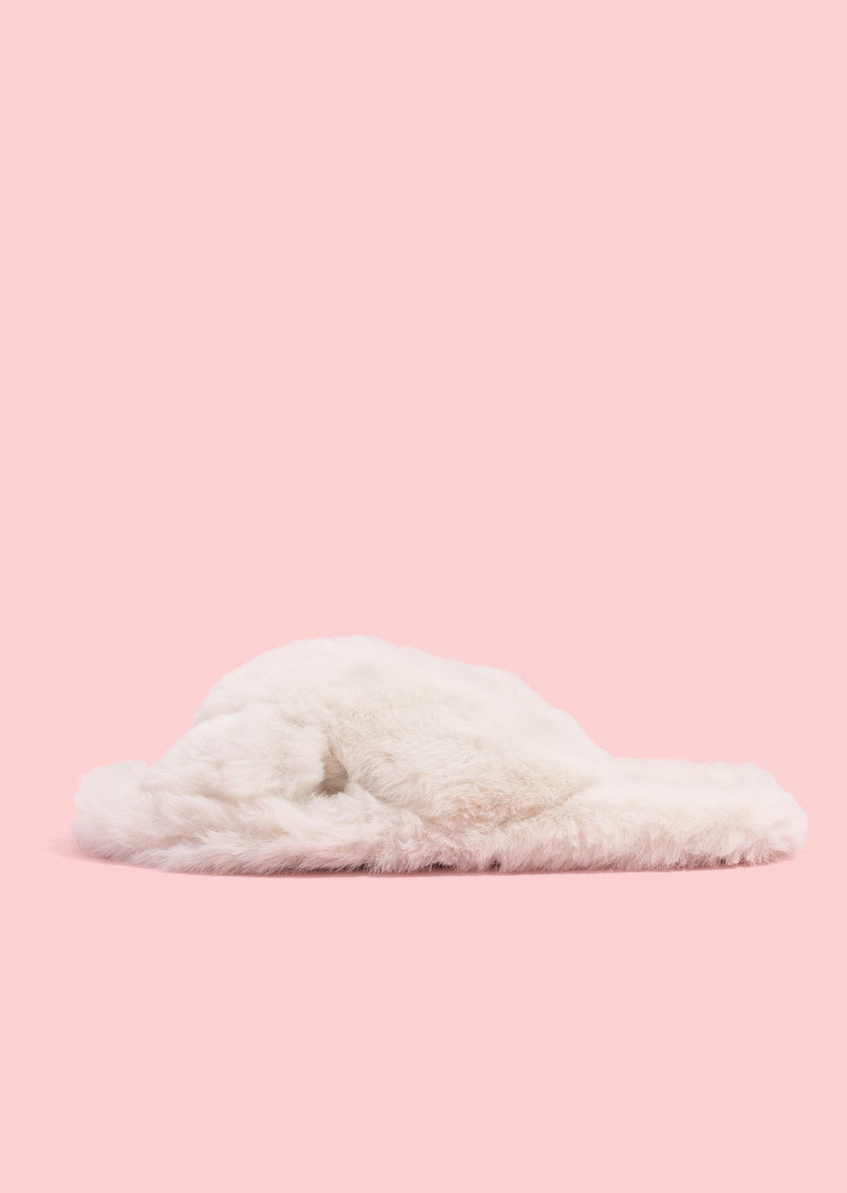 Fur Crossover Slide - White