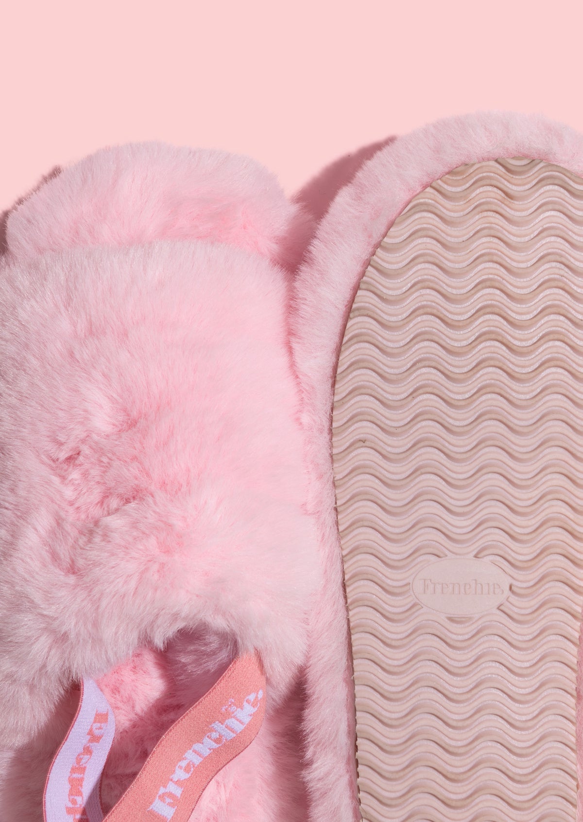 Fluffy Strap Slides - Pink