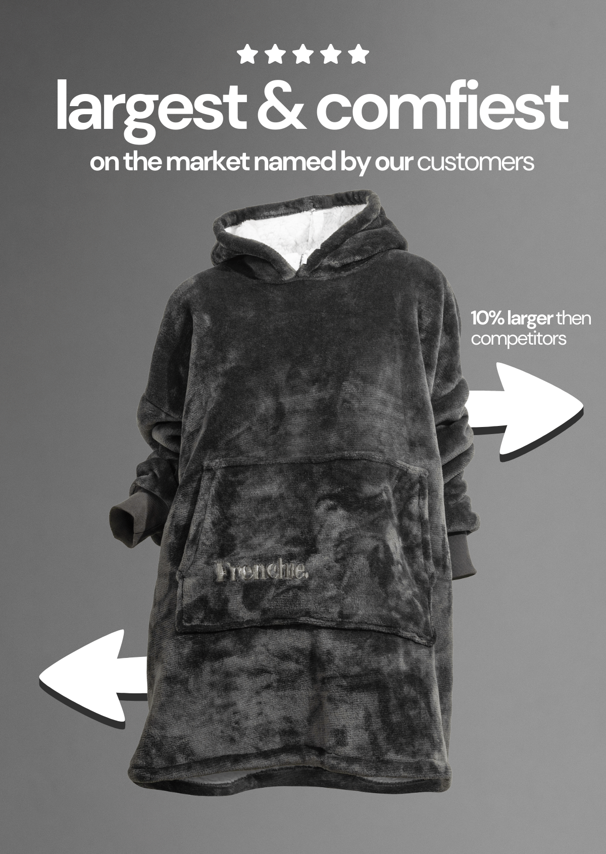 Charcoal Frenchie Hooded Blanket Frenchie Wear