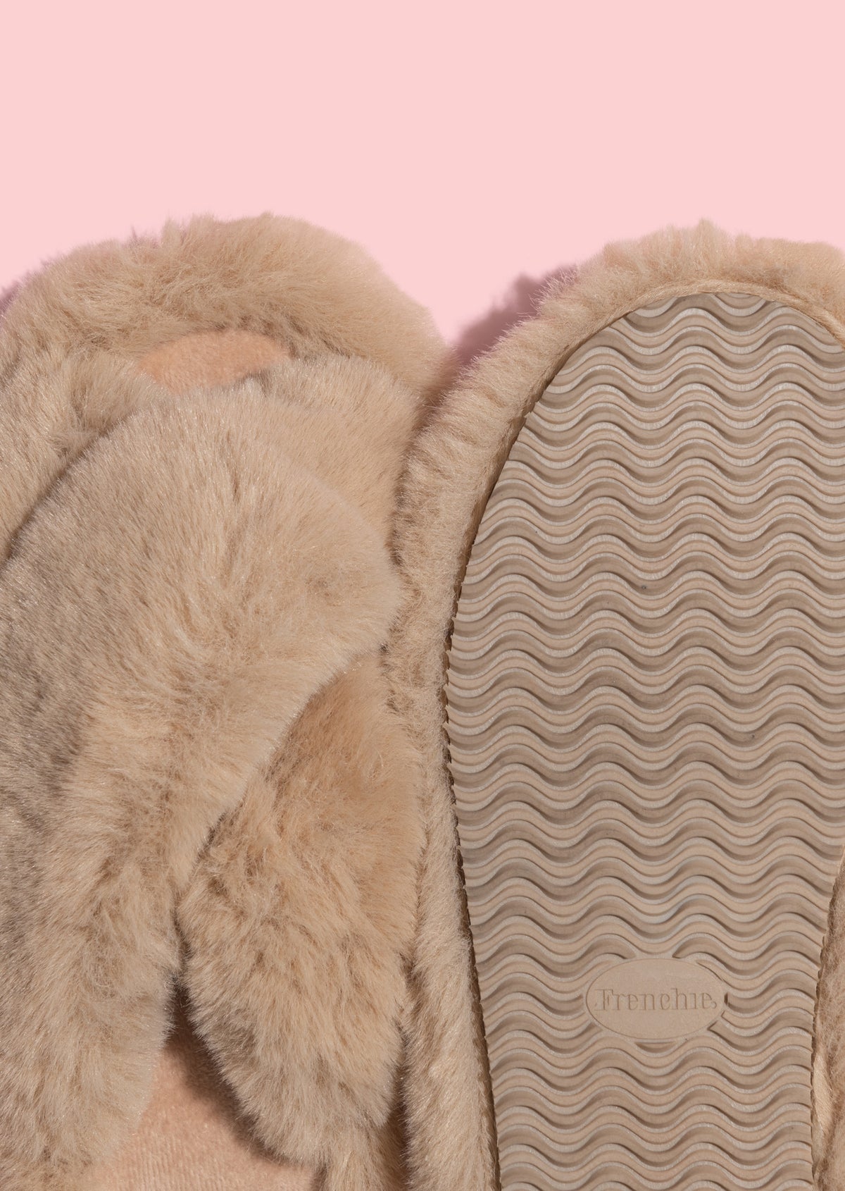 Fur Crossover Slide - Beige