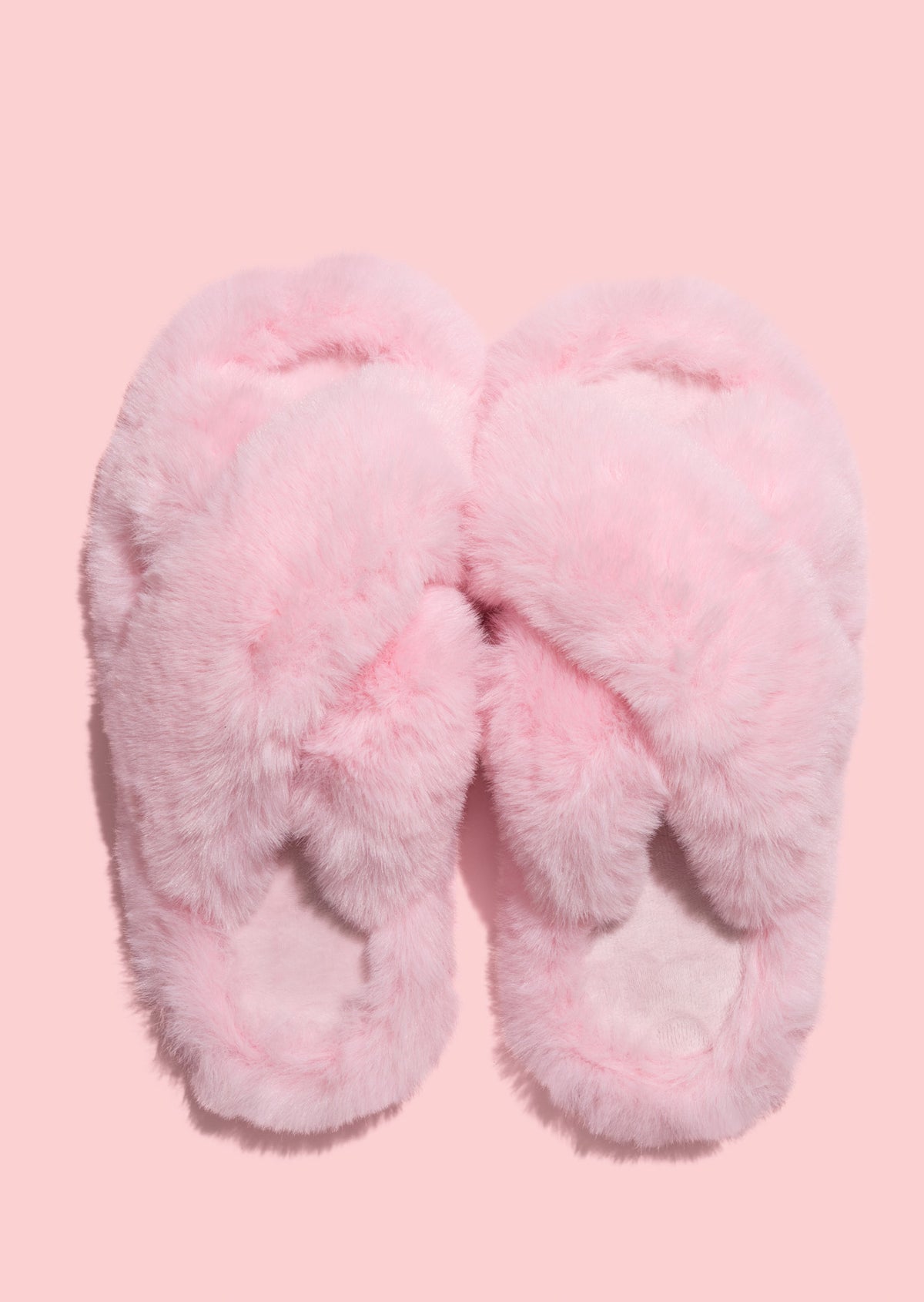Fur Crossover Slide - Pink