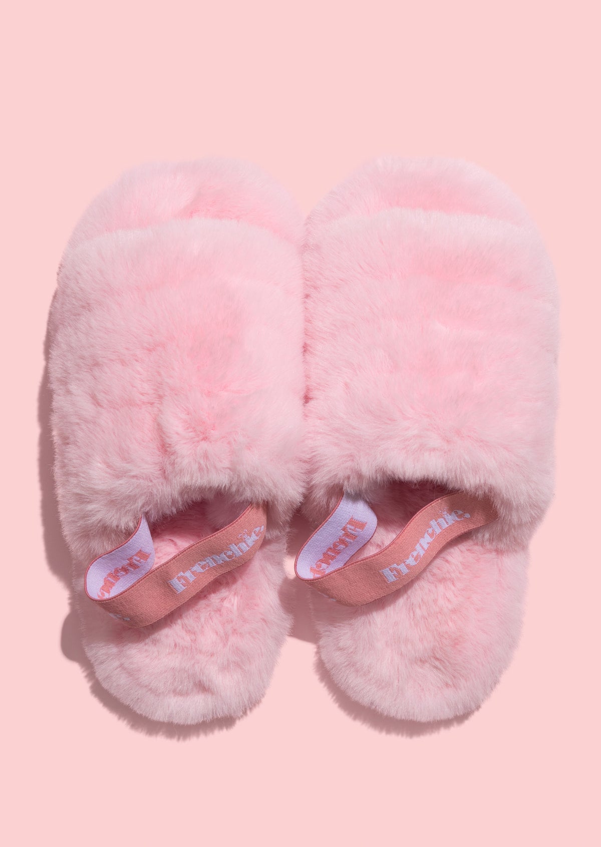 Fluffy Strap Slides - Pink
