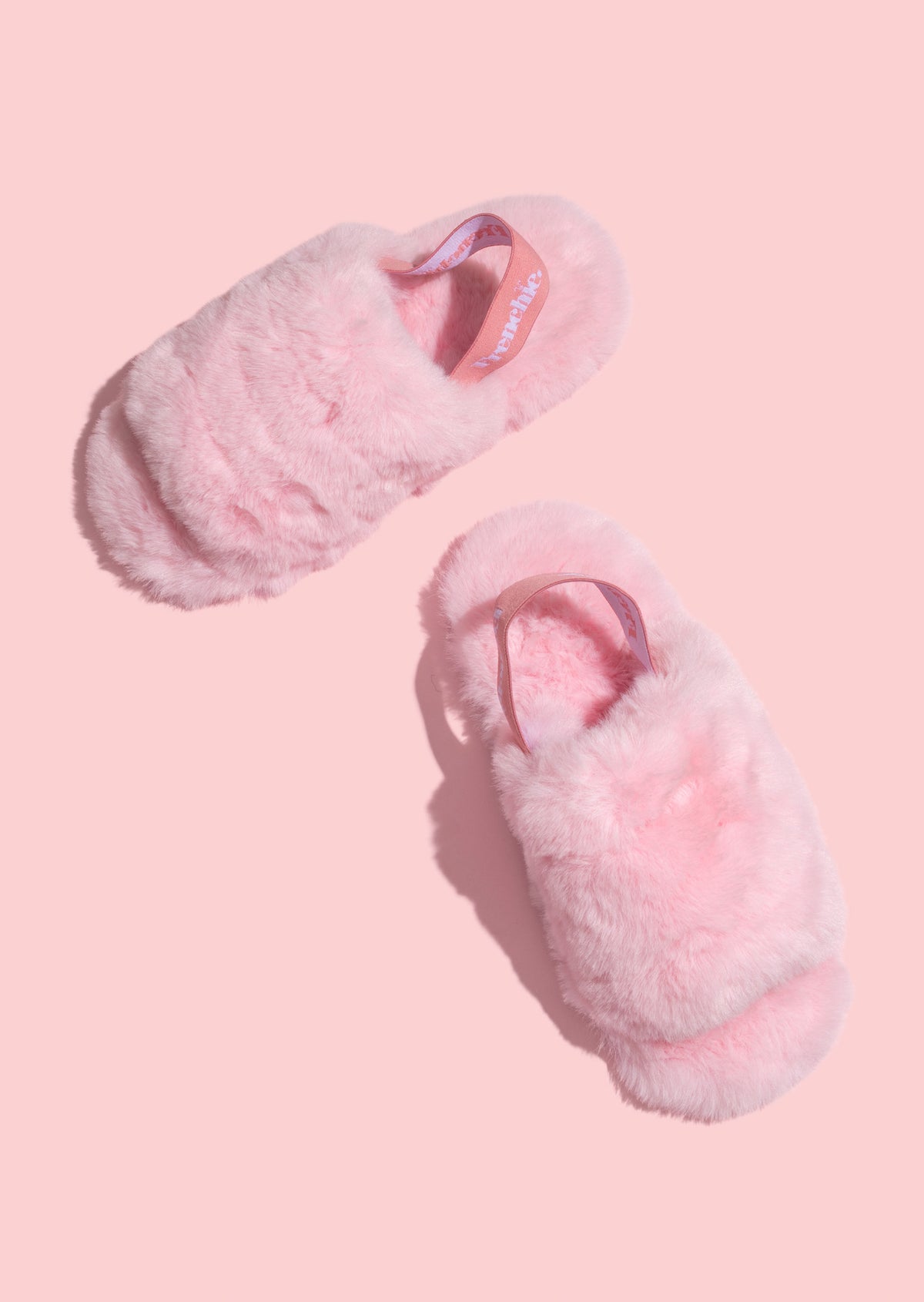 Fluffy Strap Slides - Pink