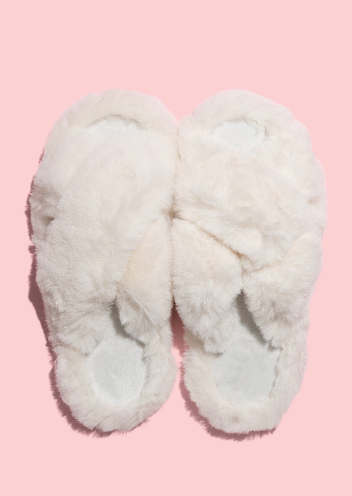 Fur Crossover Slide - White